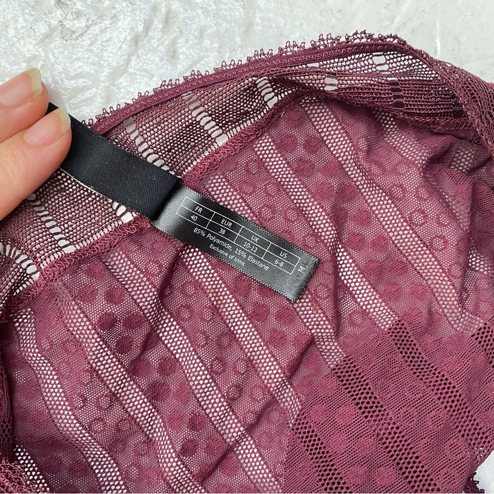 Burgundy Lace Bralette and Panty Set - Picture 8 of 8
